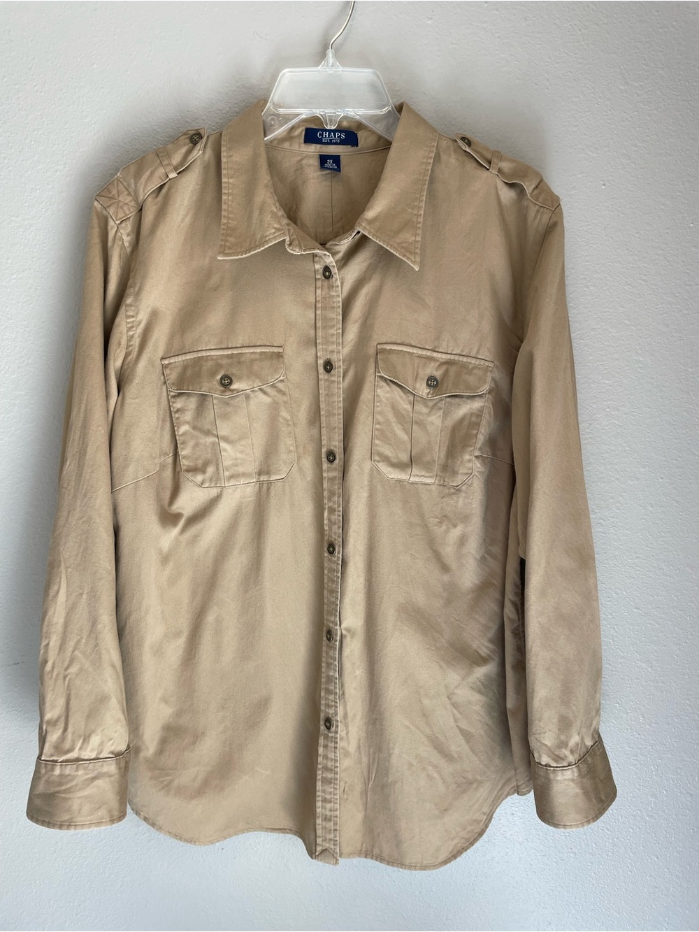 Ralph Lauren Chaps Women’s  Tan Button-Up Utility Shirt Jacket 2x